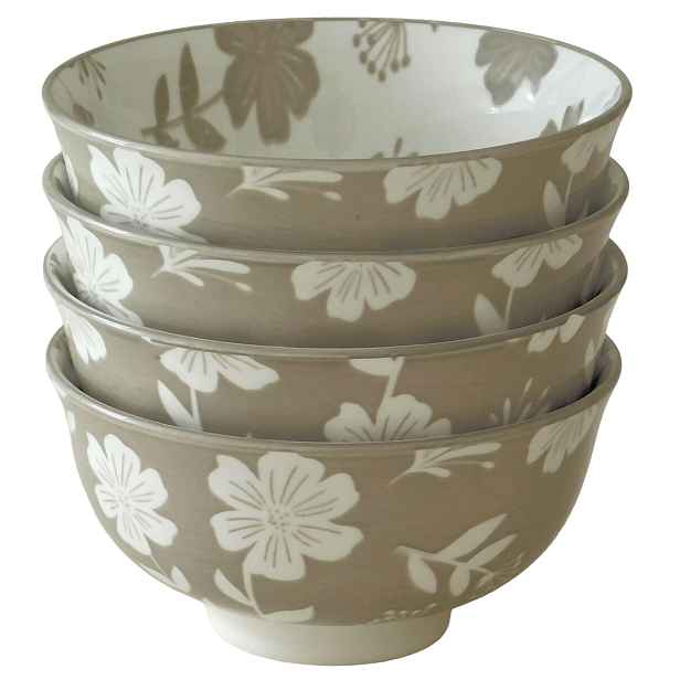 PROHOME - Miska kompotová květy porcelánová, sada 4ks