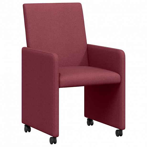 vidaXL Jídelní židle na kolečkách 2 ks textil vínová červená