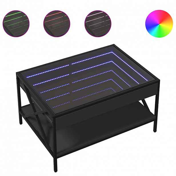 vidaXL Konferenční stolek s Infinity LED černý 70 x 50 x 38 cm