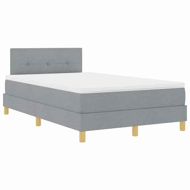 vidaXL LED box pružinová postel s čelo Světle šedá 120 x 190 cm textil