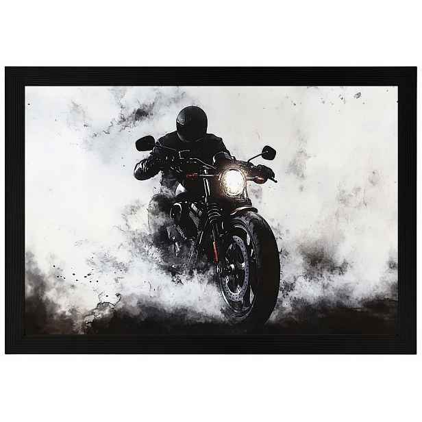 Plakát Rámeček Dřevo Motocykl Sportovní Kouř Motor Černobílý 60x40