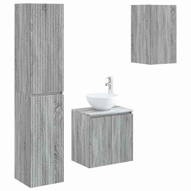 vidaXL Sada koupelnového nábytku 3 ks Šedý Sonoma 33 x 34,5 x 160 cm