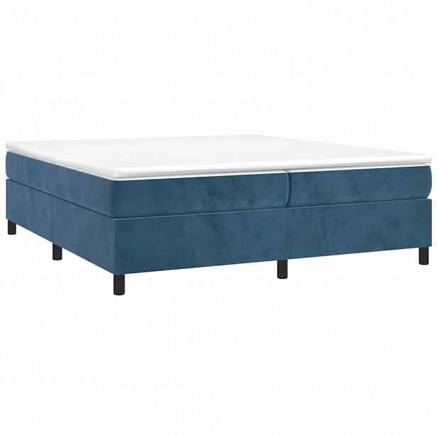 vidaXL Box spring postel s matrací tmavě modrá 200x200 cm samet