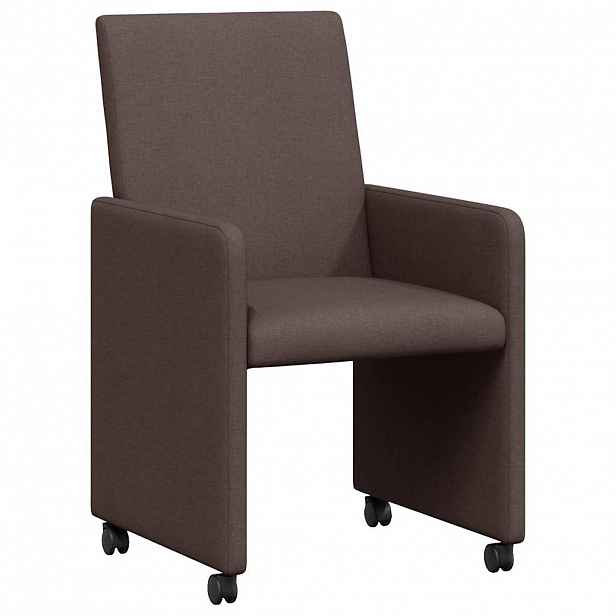 vidaXL Jídelní židle na kolečkách 2 ks textil Tmavě hnědá