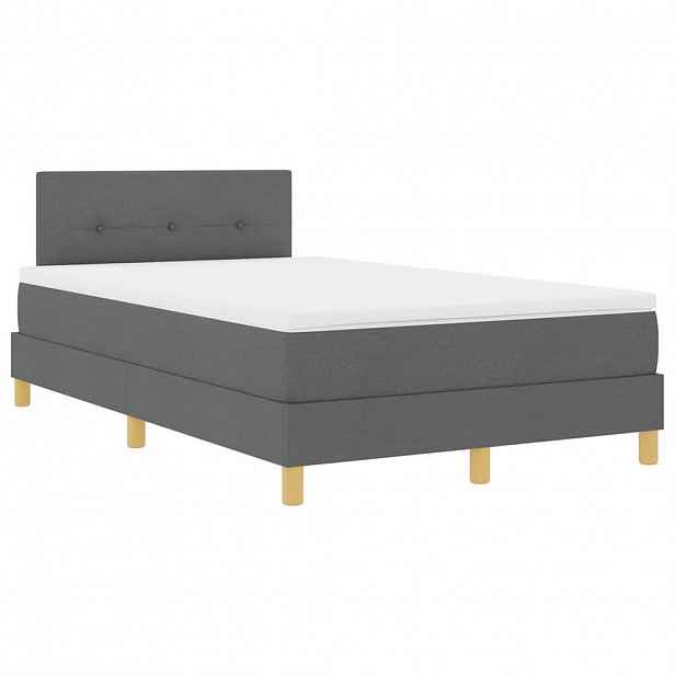 vidaXL LED box pružinová postel s čelo Tmavě šedá 120 x 190 cm textil