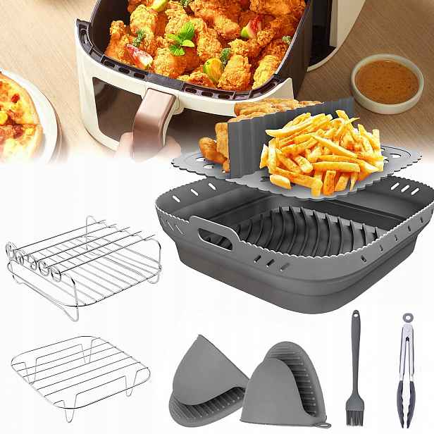 8 ks rošt akcesoria šedý air fryer organizér do masa batátů gril