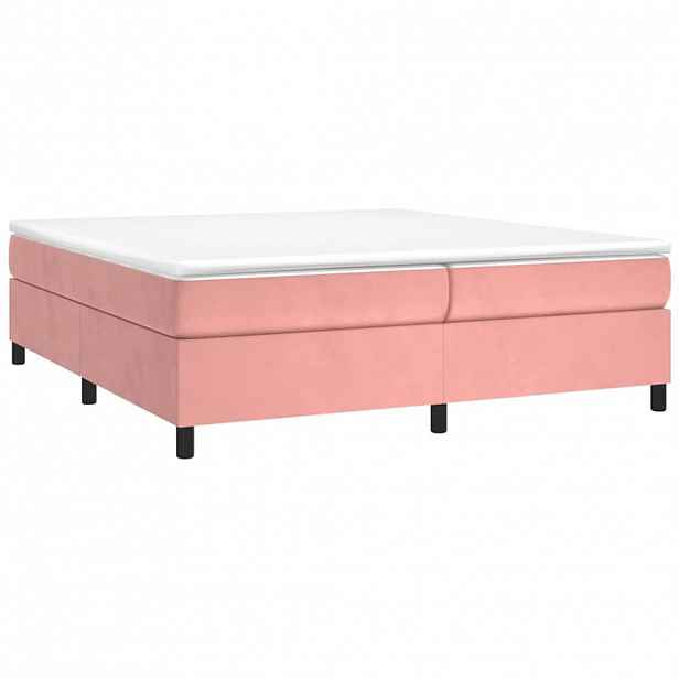 vidaXL Box spring postel s matrací růžová 200x200 cm samet