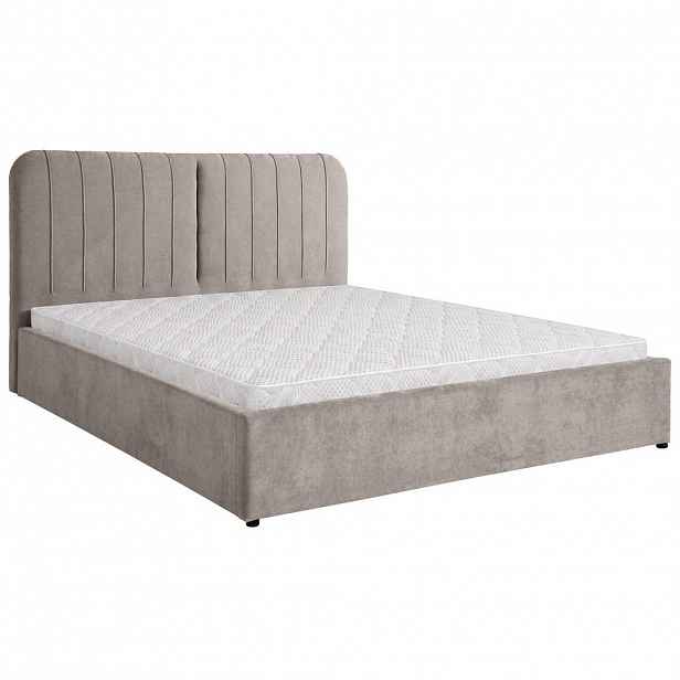 Beautysofa ČALOUNĚNÁ POSTEL Livre s pěnovou matrací 10 cm, s úložným prostorem, 160x200 cm, žinylková látka, tmavě béžová