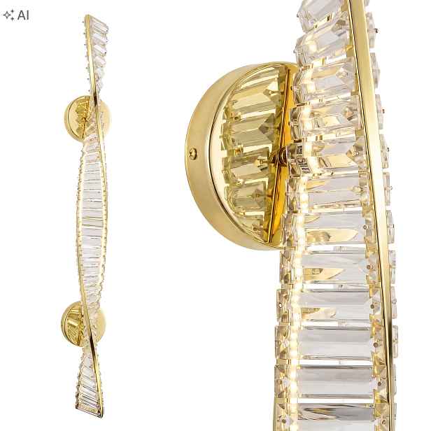 Nástěnné Svítidlo Led Velké Vertikální Glamour Zlaté Transparentní Sklo 100 CM