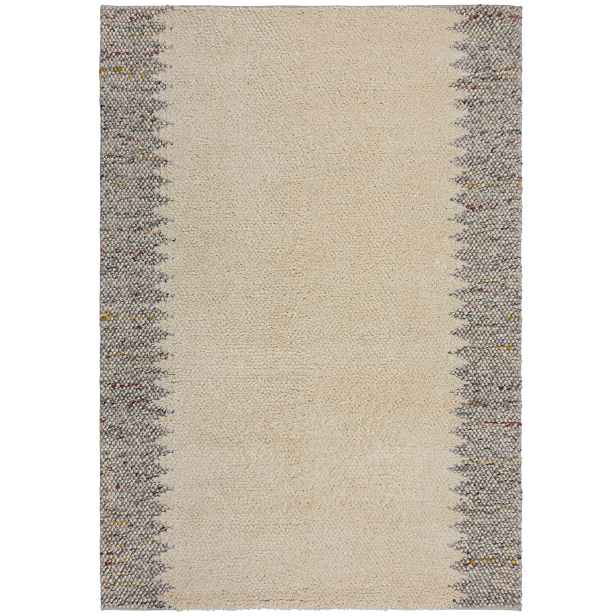 Ručně tkaný kusový koberec Minerals Border Black/White, 160x230, béžová, chodba / předsíň, Flair Rugs