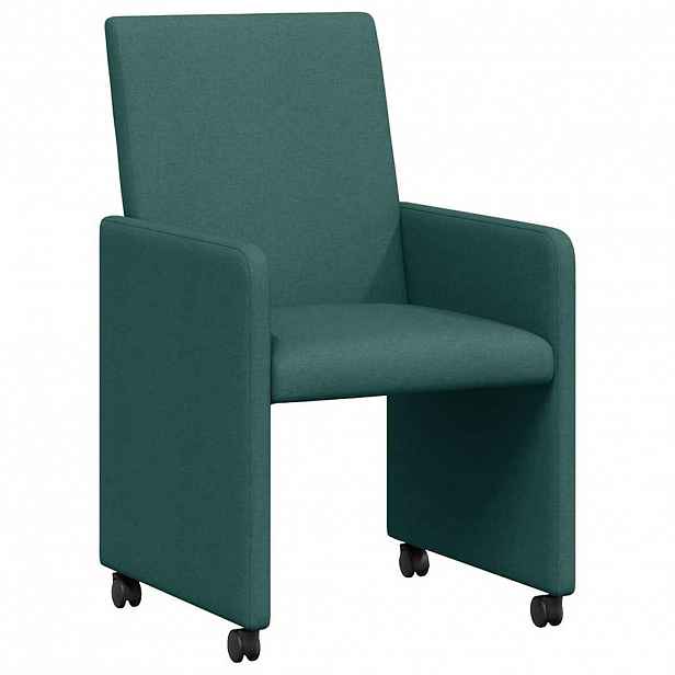 vidaXL Jídelní židle na kolečkách 2 ks textil Tmavě zelená