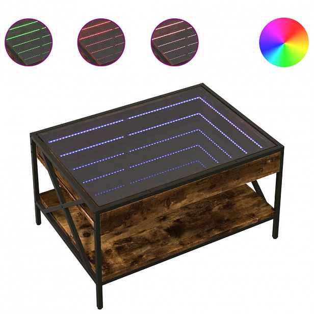 vidaXL Konferenční stolek s Infinity LED kouřový dub 70 x 50 x 38 cm