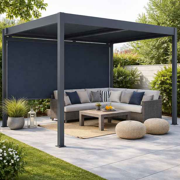 Boční zástěna pro bioklimatickou pergolu BestBerg BBP-W370 / 370 × 204 cm / šedá