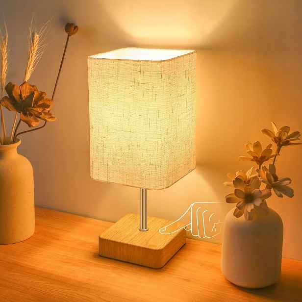 Jayencer Dotyková noční lampa Stínidlo z lněné tkaniny