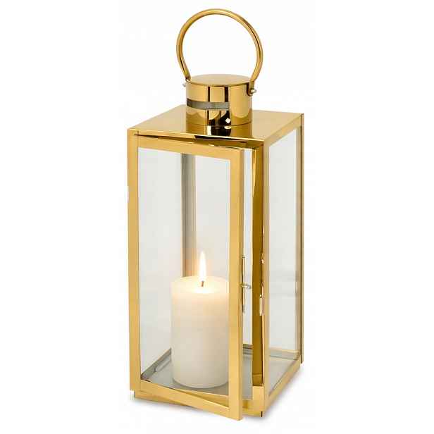 Lucerna Glamour lampion lucerny 38 cm Zlatá hřbitovní svíčka Z Nerezové Oceli