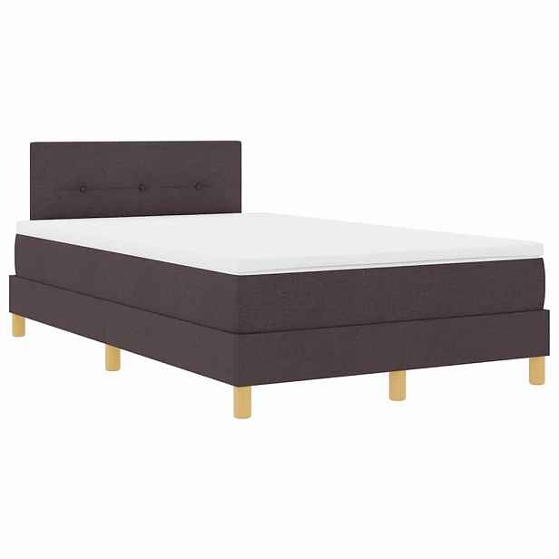 vidaXL LED box pružinová postel s čelo Tmavě hnědá 120 x 190 cm textil