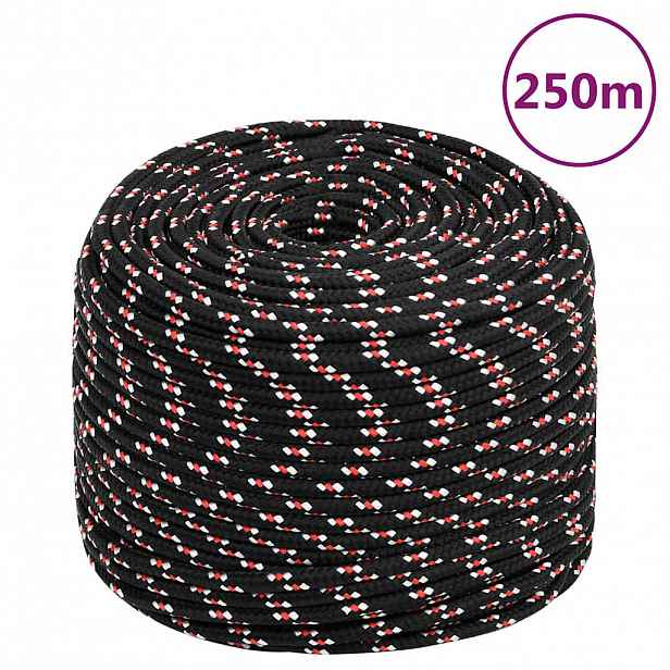 vidaXL Pracovní lano černé 6 mm 250 m polypropylen