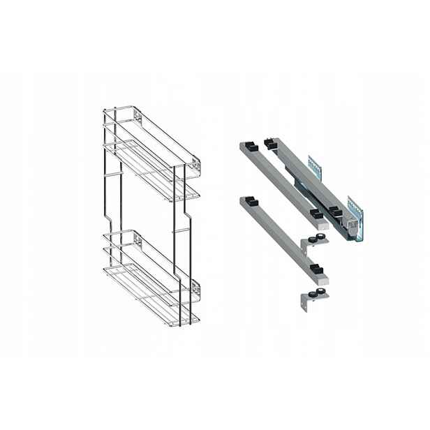 Cargo koš do skříňky pravý 15 cm 150 chrom 2p Rejs Push plný výsuv