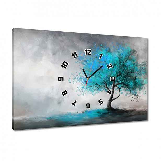 Hodiny 60x40 Modrý strom Moderní umění