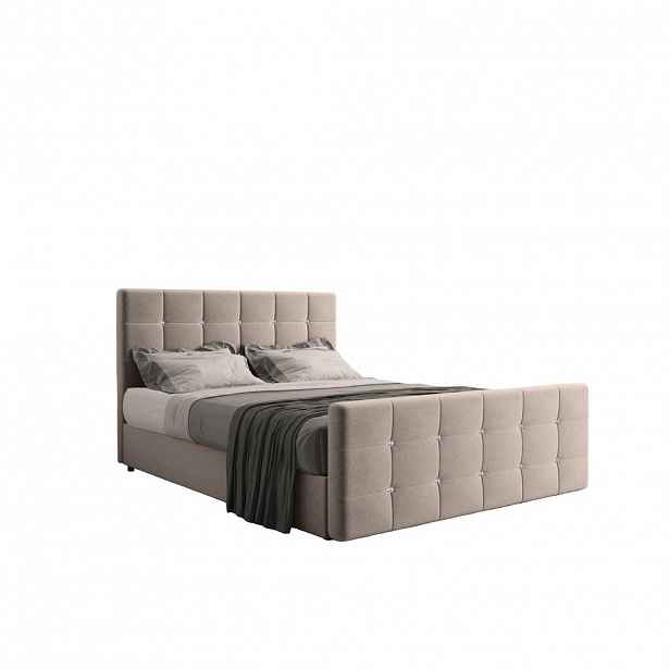 Kaiser Möbel KONTINENTÁLNÍ POSTEL s úložným prostorem, matrací a topperem ROMA 180x200 cm Světle hnědá H3-Bonell