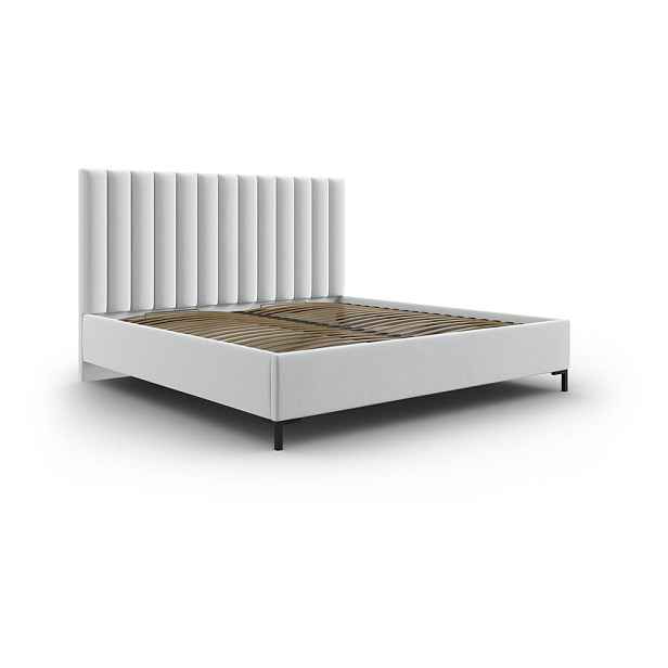 Světle šedá čalouněná dvoulůžková postel s úložným prostorem s roštem 200x200 cm Casey - II. jakost – Mazzini Beds