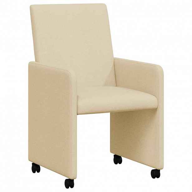 vidaXL Jídelní židle na kolečkách 2 ks textil Krémová 57 x 66 x 94 cm