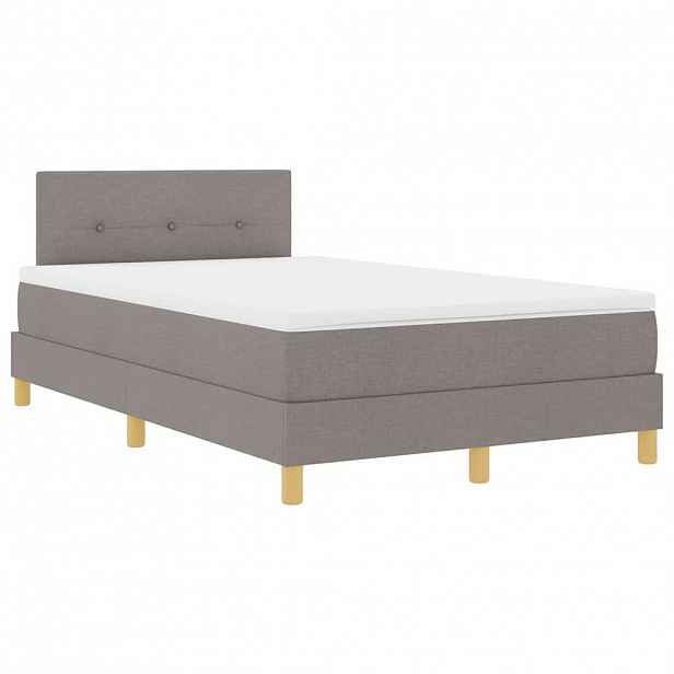 vidaXL LED box pružinová postel s čelo Taupe 120 x 190 cm textil
