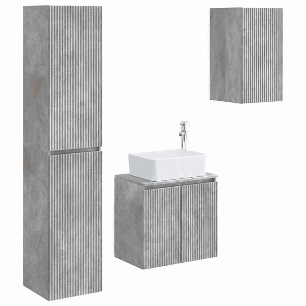 vidaXL Sada koupelnového nábytku 3 ks Betonově šedá 33 x 34,5 x 160 cm