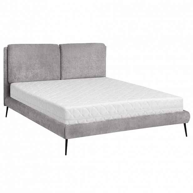 Beautysofa ČALOUNĚNÁ POSTEL Nuit, dvoulůžko 160x200 cm s taštičkovou matrací 26 cm, žinylková látka, šedá