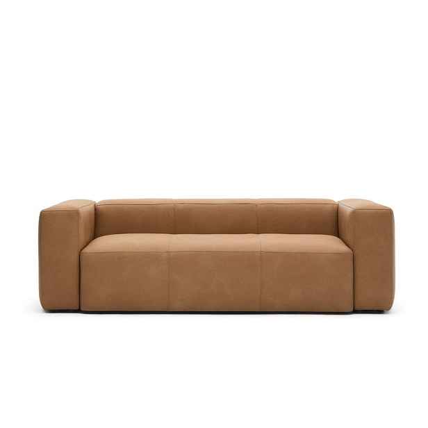 Hnědá kožená pohovka 240 cm Blok – Kave Home