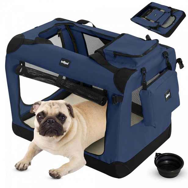 Leopet Přepravní box pro psy S, 49,5 x 34,5 x 35 cm, modrý