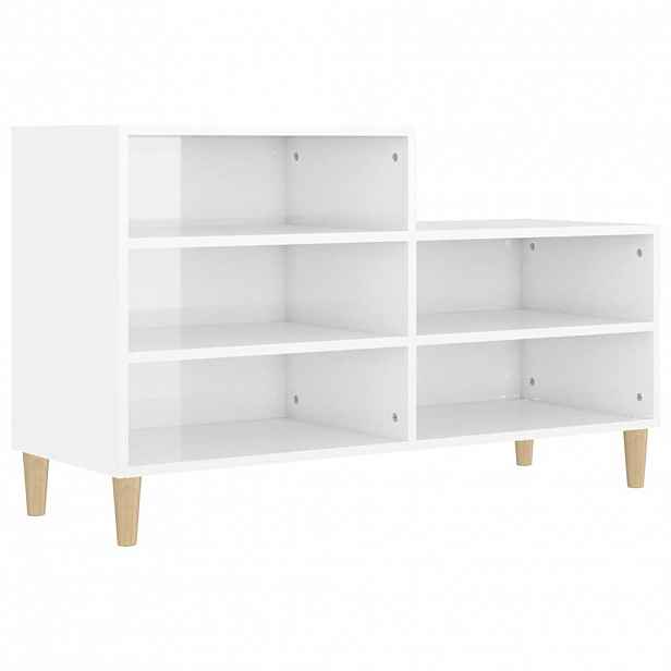 vidaXL Botník bílý s vysokým leskem 102x36x60 cm kompozitní dřevo