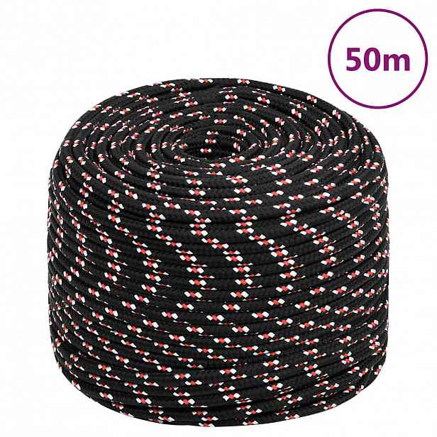 vidaXL Lodní lano černé 8 mm 50 m polypropylen