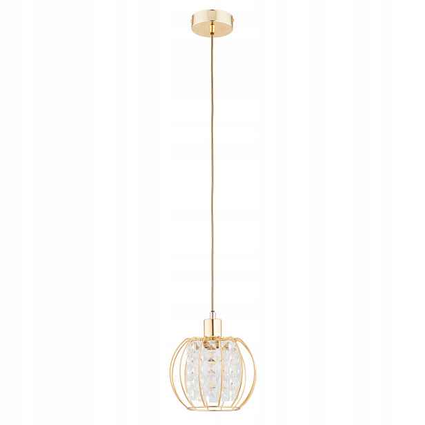 Závěsná lampa Alfa Kristal Zlatá E27 15W Křišťálové stínítko 90 cm