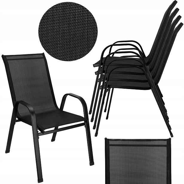 Křesla Zahradní židle 4 ks Balkon Terasa Zahrada Černá Silné Set