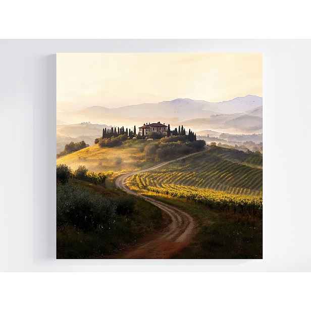 Obraz Na Plátně Canvas Toskánsko Itálie Vinice Krajina Vila Dům 50x50