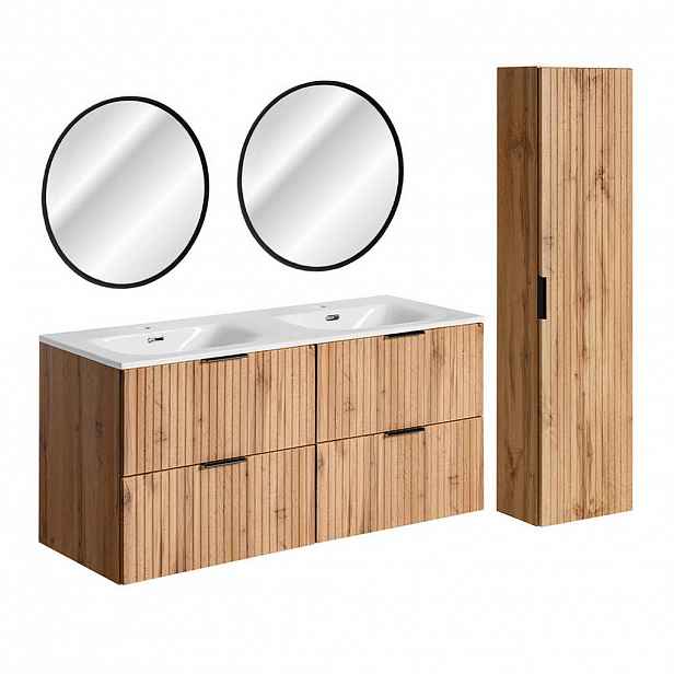 Petits-meubles KOUPELNOVÝ NÁBYTEK 120.4cm Adriel 2er-Set Dubové dřevo