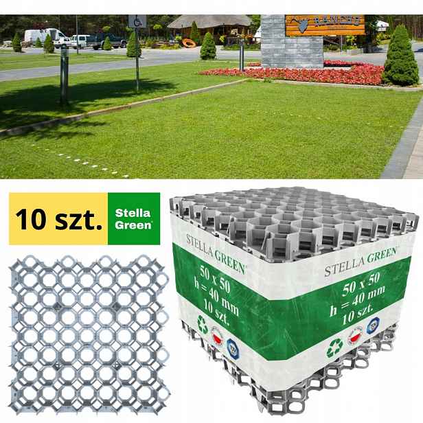 Stella Green Parkovací Trávníkový Rošt 50x50x4 Šedý šedý kámen 10 Ks.