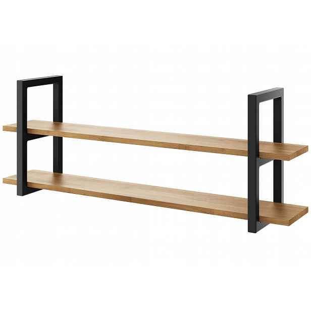 Nástěnná police industrial loft kov a dubové desky Medium D2(45) 80 cm