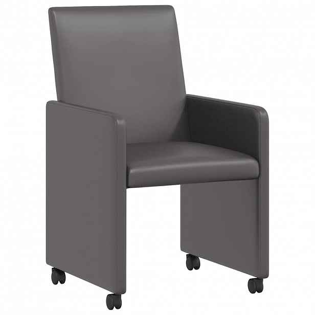 vidaXL Jídelní židle na kolečkách 2 ks Umělá kůže Šedá 57 x 66 x 94 cm