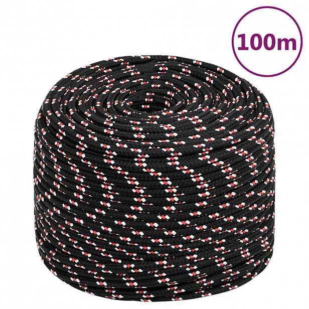 vidaXL Lodní lano černé 10 mm 100 m polypropylen