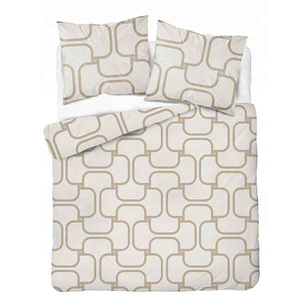 Povlečení saténové 220x200 krémové s geometrickým vzorem Home Satin
