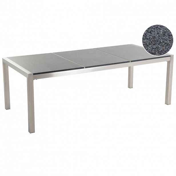 Beliani ZAHRADNÍ STŮL Nerezová ocel/Žula šedý leštěný 220/100 cm Grosseto