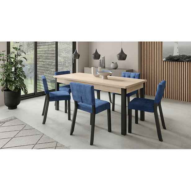 Jídelní stůl pro 6 osob 140x80 cm CADLA 10 - černý / dub sonoma