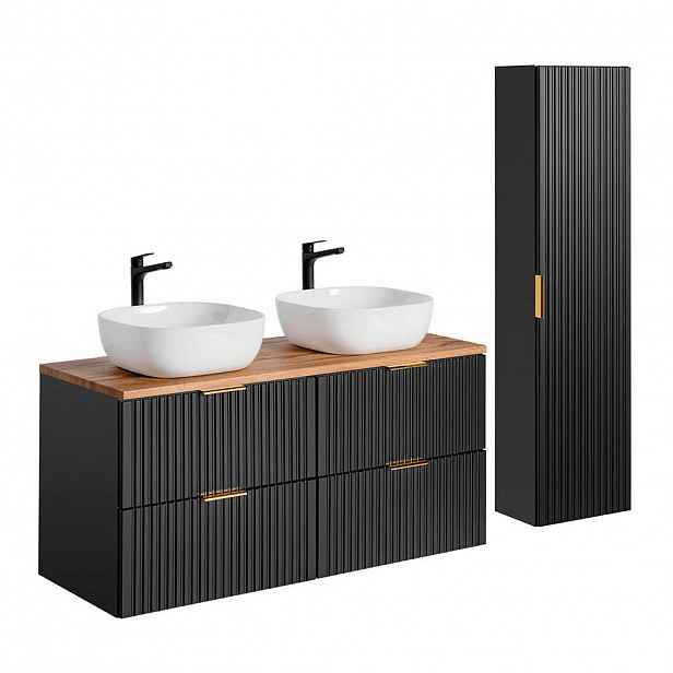 Petits-meubles KOUPELNOVÝ NÁBYTEK 120.8cm Adriel 2er-Set Černá