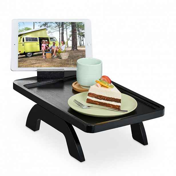 Relaxdays TÁCEK Černý na opěrku bambus držák mobilu 40,5x25 cm