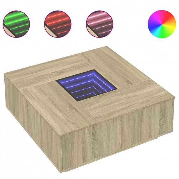 vidaXL Konferenční stolek s Infinity LED dub sonoma 100 x 100 x 40 cm