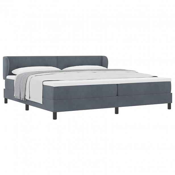 vidaXL Postel s boxspringem s čelo Tmavě šedá 200 x 200 cm samet