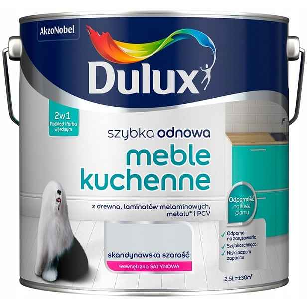 Dulux Barva Rychlá Obnova Kuchyňského Nábytku 2,5L Skandinávská Šedá