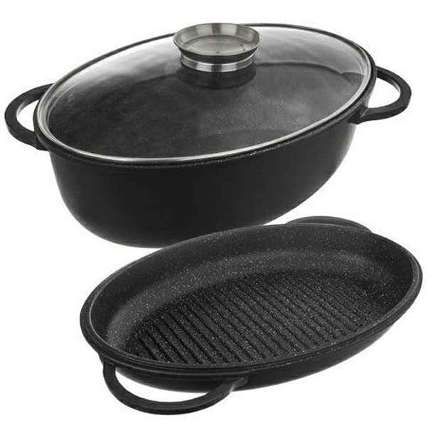 pekáč 43x30x17cm GRANDE Aroma oboustr.+pokl.sklo